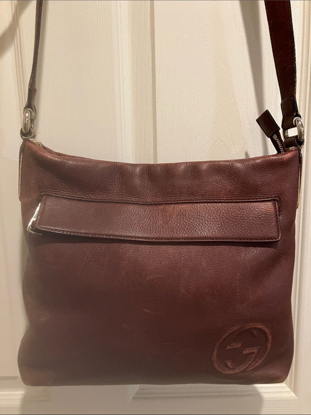 Gucci Soho Interlocking GG Crossbody Bag Wine Bordeaux Leather - Picture 1 of 14